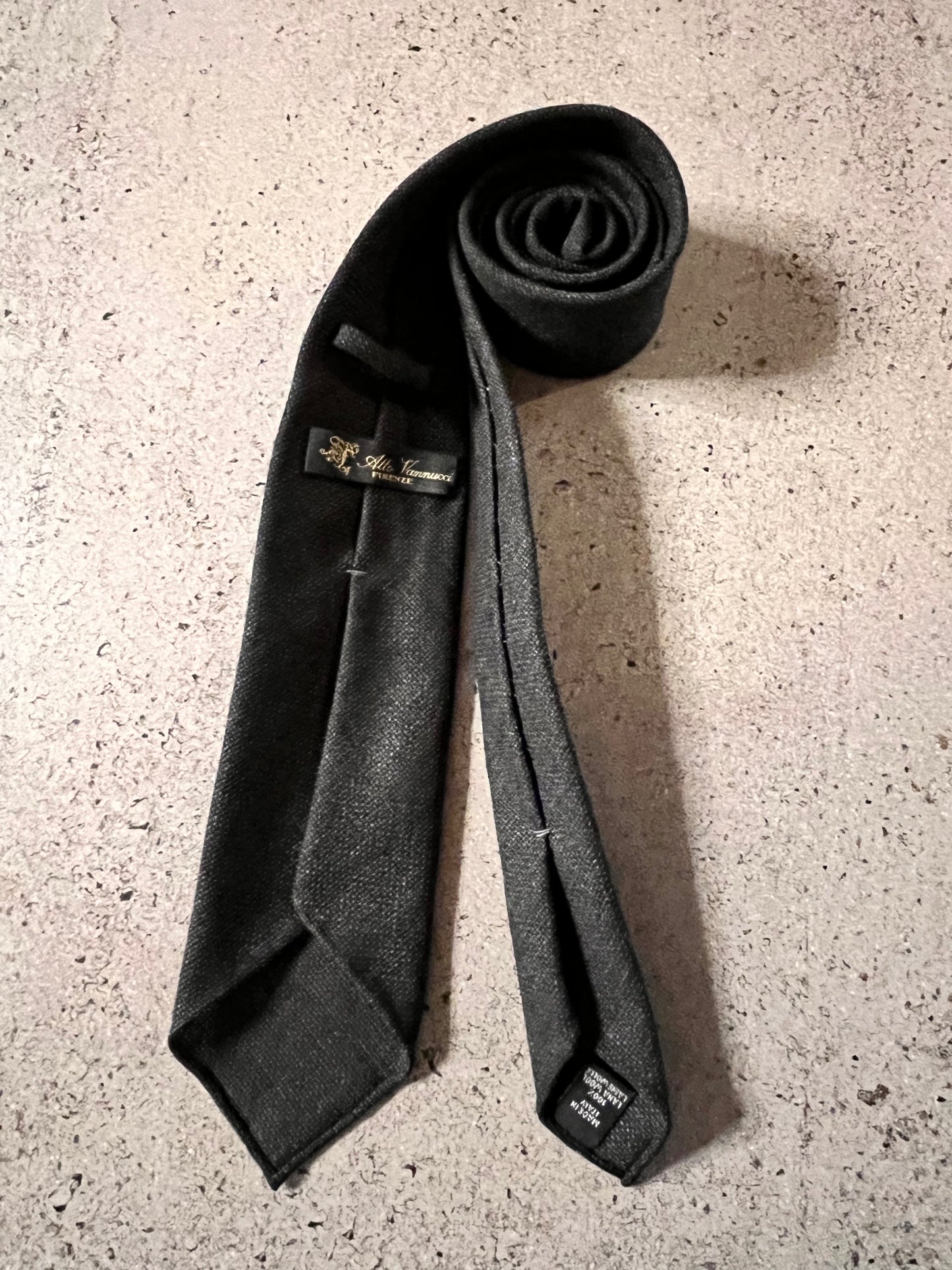Grey 刺繍付き3つ折タイ from Atto Vannucci Firenze