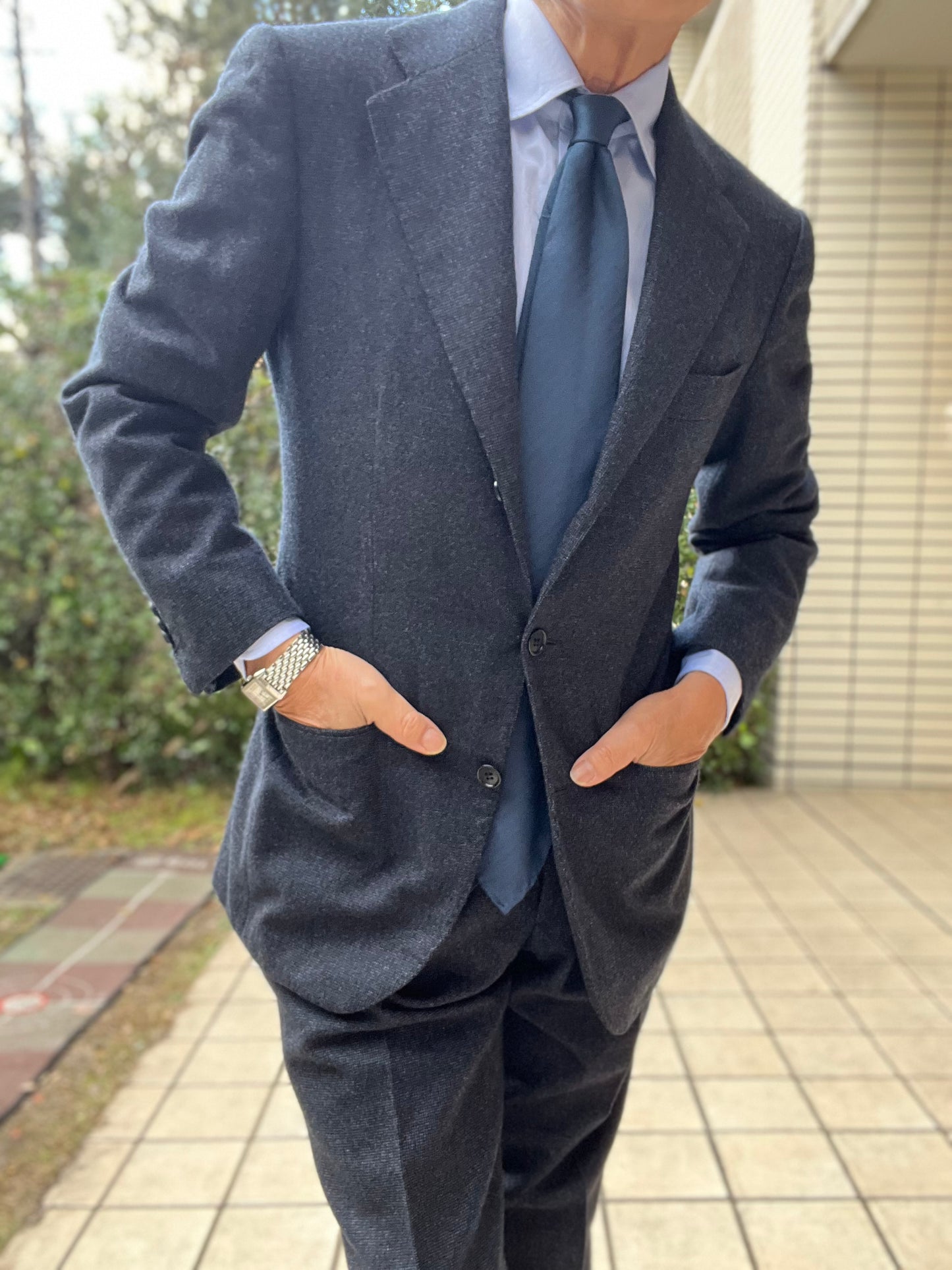 Vintage TIE YOUR TIE ネイビーソリッドタイ