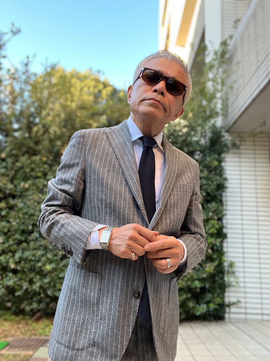 ジジイのLight Grey Flannel Pinstripe Suit