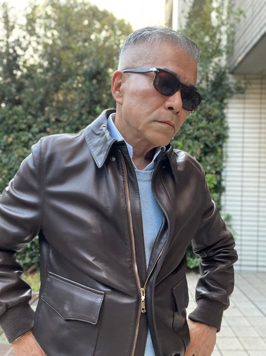 ジジイの革ジャン / Leather Jacket from HIDETAKA FUKAYA per TIE YOUR TIE